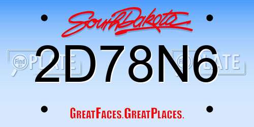 2D78N6 South Dakota License Plate