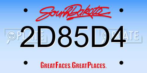 2D85D4 South Dakota License Plate