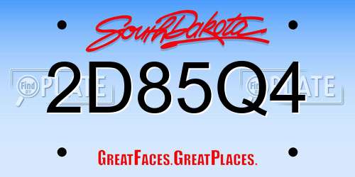 2D85Q4 South Dakota License Plate