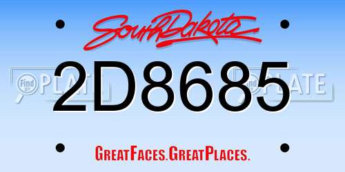 2D8685 South Dakota License Plate