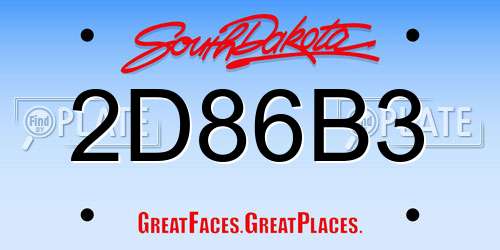 2D86B3 South Dakota License Plate
