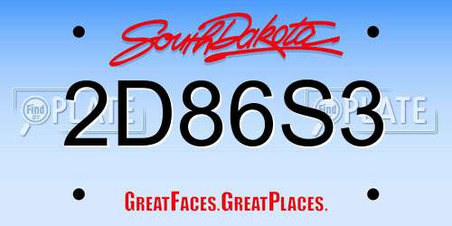 2D86S3 South Dakota License Plate