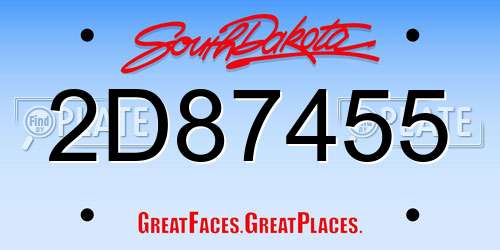 2D87455 South Dakota License Plate