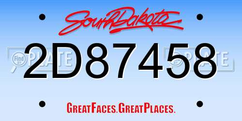 2D87458 South Dakota License Plate