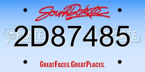 2D87485 South Dakota License Plate