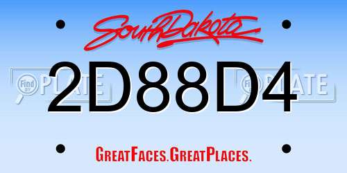 2D88D4 South Dakota License Plate
