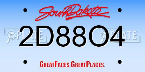 2D88O4 South Dakota License Plate