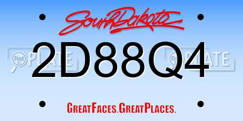 2D88Q4 South Dakota License Plate