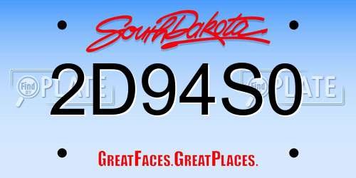2D94S0 South Dakota License Plate