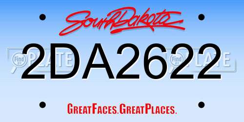 2DA2622 South Dakota License Plate