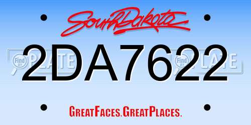 2DA7622 South Dakota License Plate