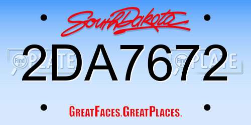 2DA7672 South Dakota License Plate