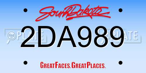 2DA989 South Dakota License Plate