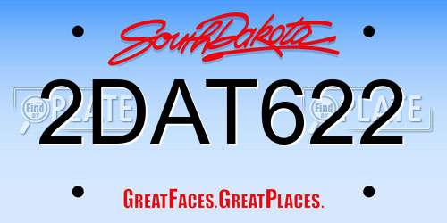 2DAT622 South Dakota License Plate