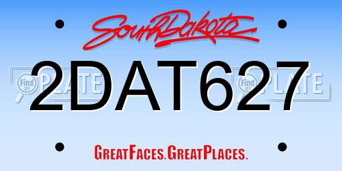 2DAT627 South Dakota License Plate