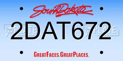 2DAT672 South Dakota License Plate