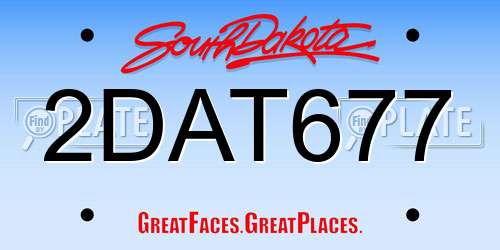 2DAT677 South Dakota License Plate