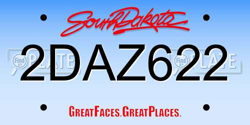 2DAZ622 South Dakota License Plate