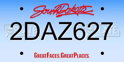 2DAZ627 South Dakota License Plate