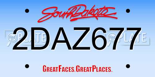 2DAZ677 South Dakota License Plate