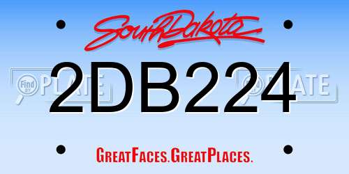 2DB224 South Dakota License Plate