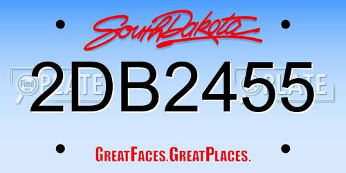 2DB2455 South Dakota License Plate