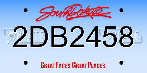 2DB2458 South Dakota License Plate