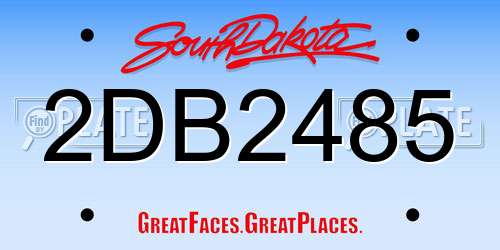 2DB2485 South Dakota License Plate