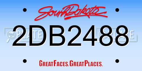 2DB2488 South Dakota License Plate