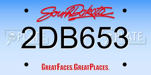 2DB653 South Dakota License Plate