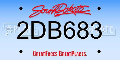 2DB683 South Dakota License Plate