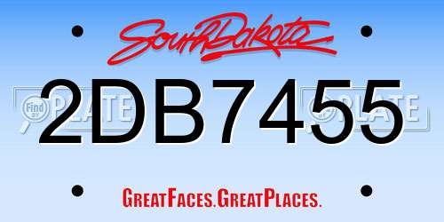 2DB7455 South Dakota License Plate