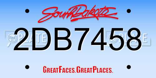 2DB7458 South Dakota License Plate