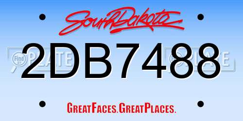 2DB7488 South Dakota License Plate