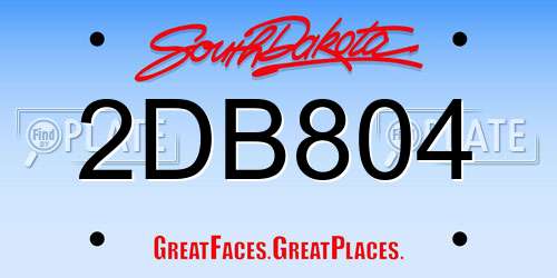2DB804 South Dakota License Plate