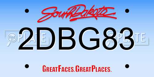 2DBG83 South Dakota License Plate