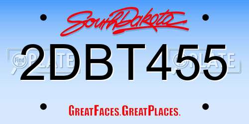 2DBT455 South Dakota License Plate