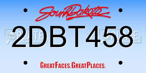 2DBT458 South Dakota License Plate