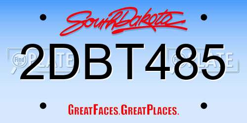 2DBT485 South Dakota License Plate