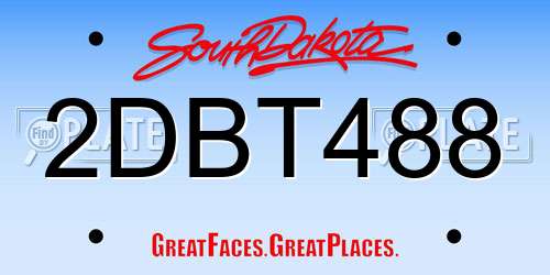 2DBT488 South Dakota License Plate