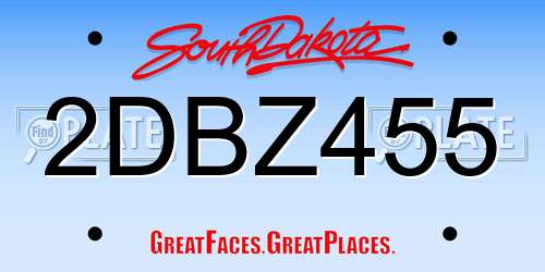 2DBZ455 South Dakota License Plate