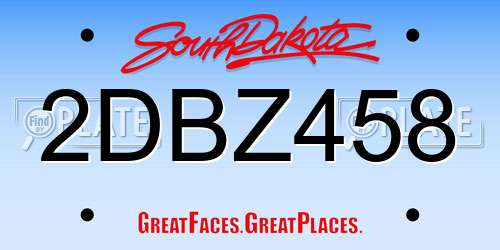 2DBZ458 South Dakota License Plate