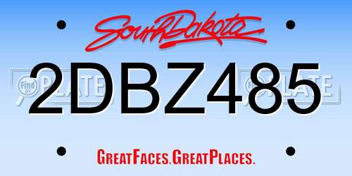 2DBZ485 South Dakota License Plate