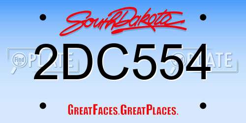 2DC554 South Dakota License Plate