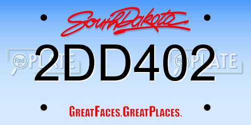2DD402 South Dakota License Plate