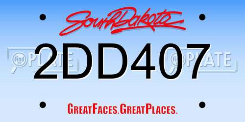 2DD407 South Dakota License Plate
