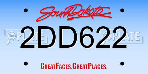 2DD622 South Dakota License Plate