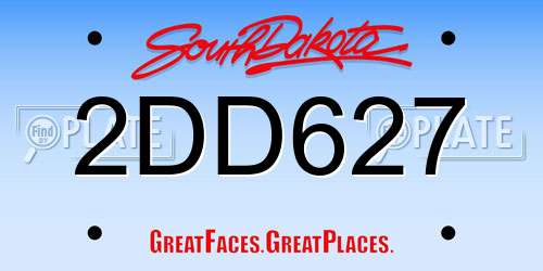 2DD627 South Dakota License Plate