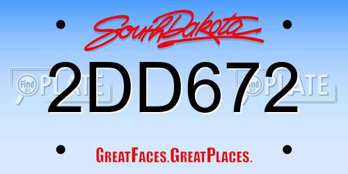 2DD672 South Dakota License Plate