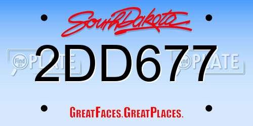 2DD677 South Dakota License Plate
